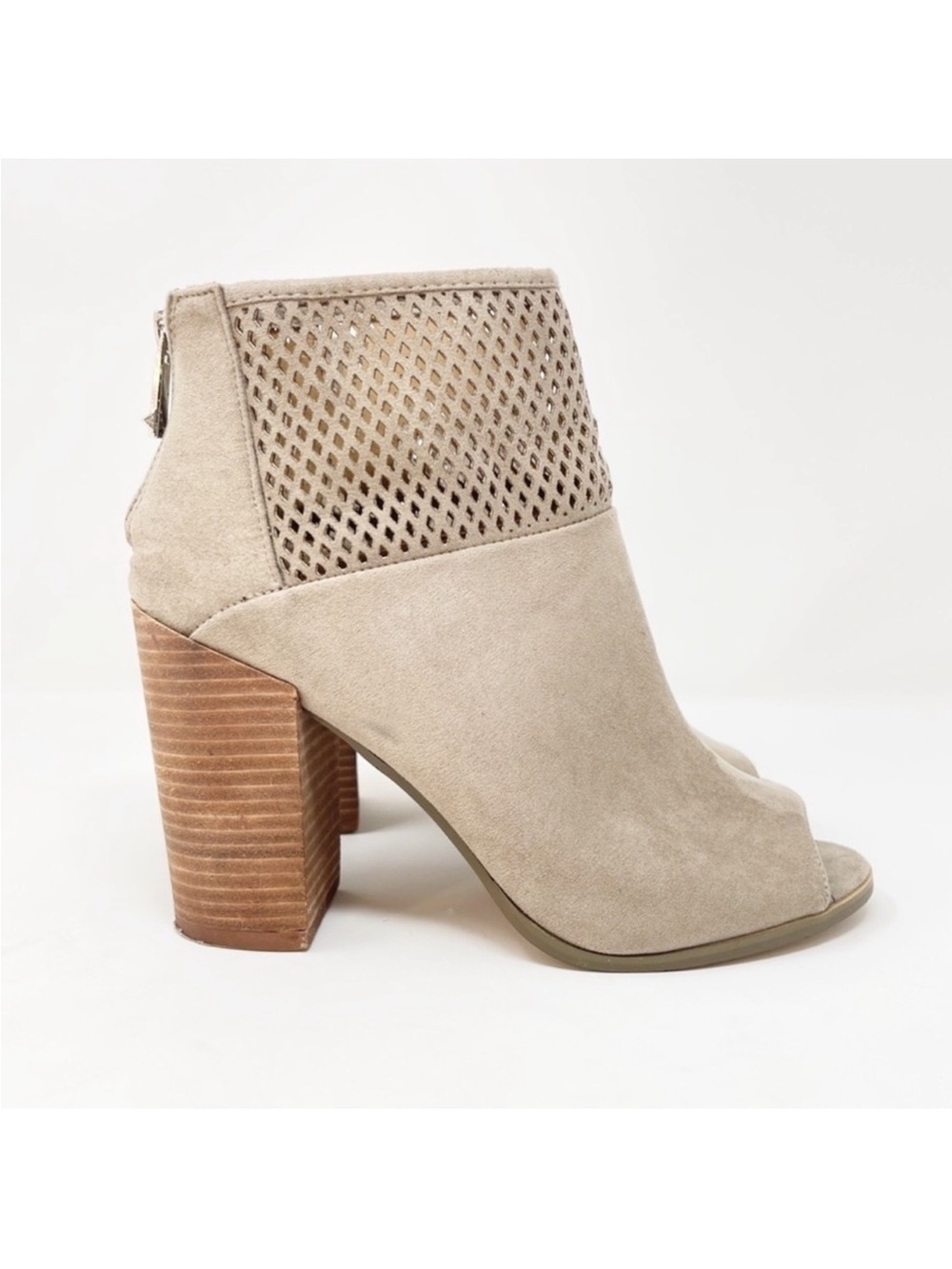 Report Barnack Grey‎ Stacked Heeled Open Toe Cut Out Ankle Boot